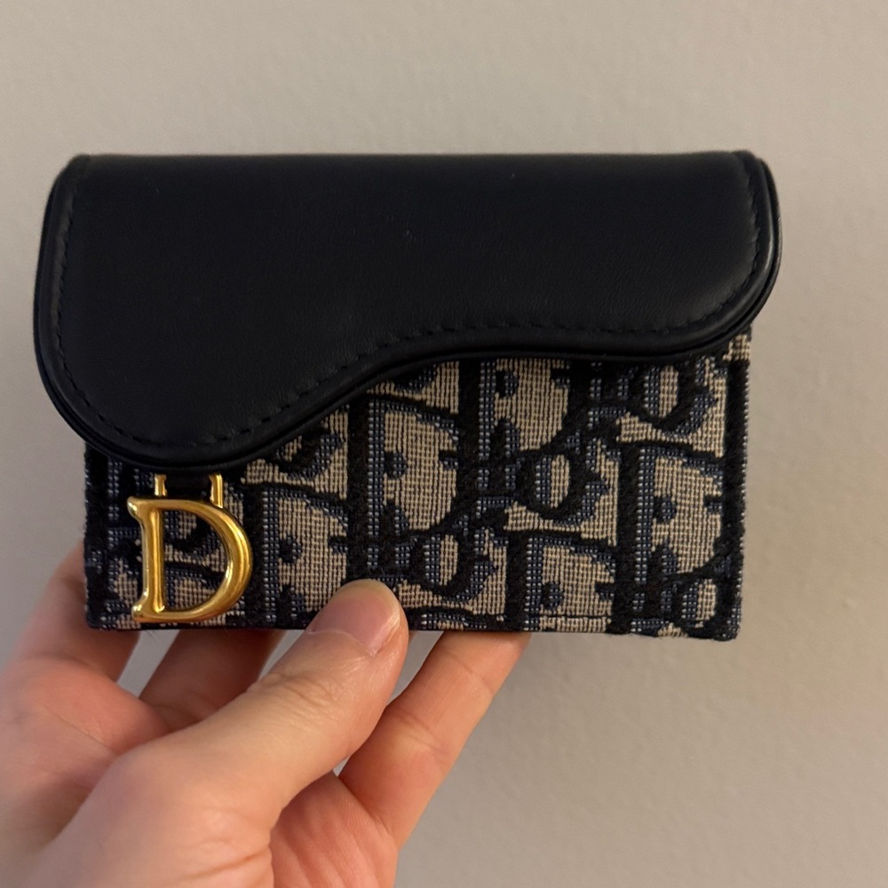 Dior Black and Gold Monogram Wallet
